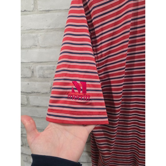 Peter Millar Summer Comfort Performance Golf Polo Shirt Mens L Red Blue Striped - Picture 10 of 13